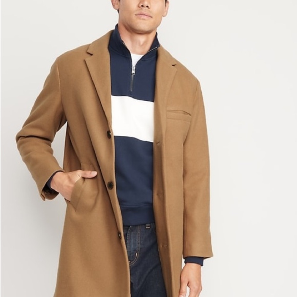 Old Navy Men's Camel Soft Brushed Topcoat